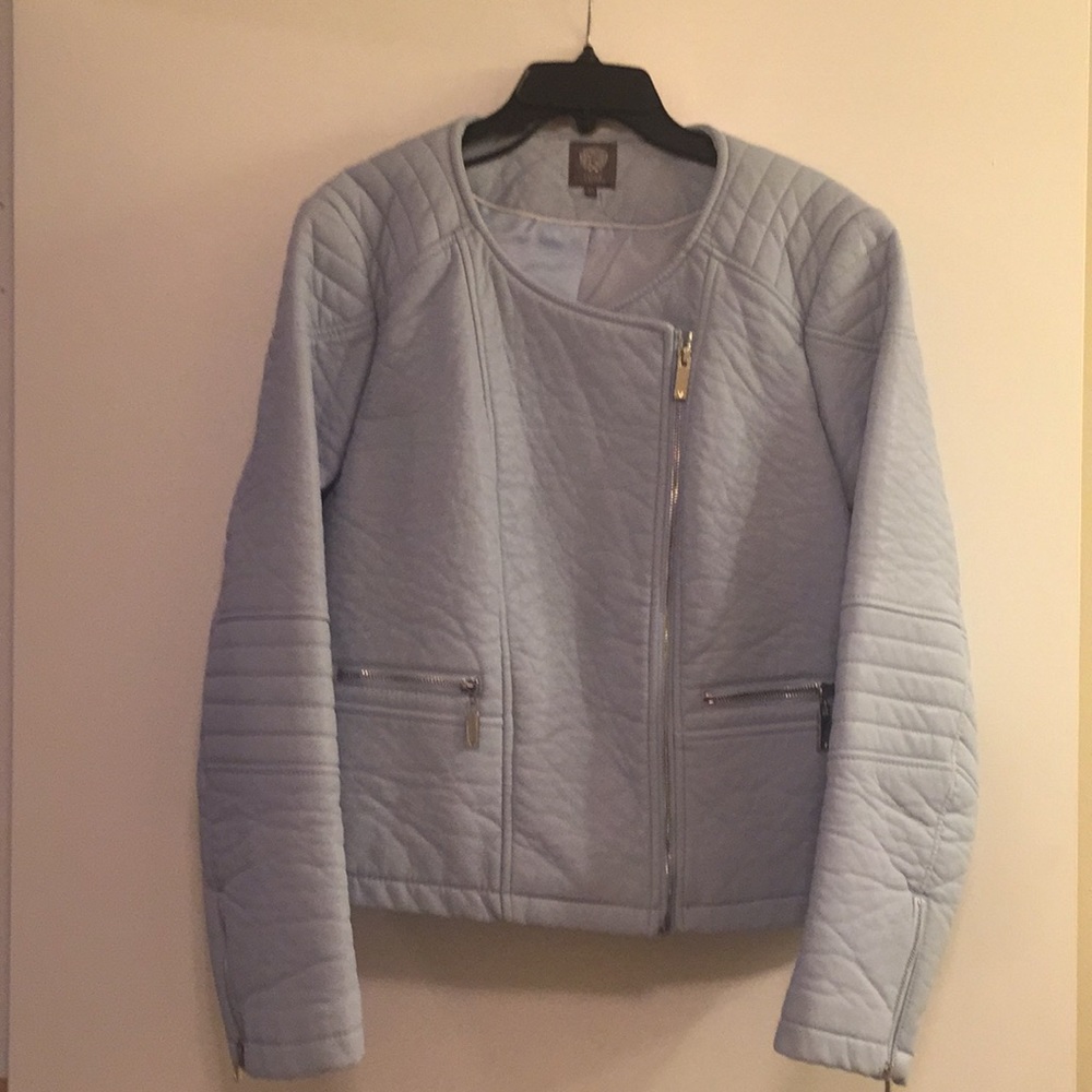 Sky Blue Soft Leather Waist Jacket